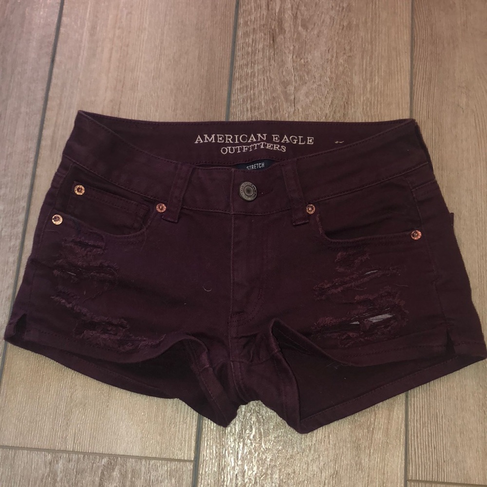 Maroon American Eagle Jean Shorts